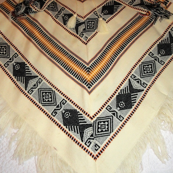 SOLD!! Vintage Poncho Fringe Southwest Fish Pisces - Picture 5 of 8